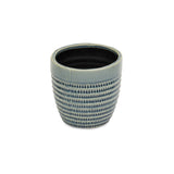 6" Aqua Striped Ceramic Indoor Outdoor Round Pot Planter - Homeroots - Flyclothing LLC