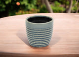 6" Aqua Striped Ceramic Indoor Outdoor Round Pot Planter - Homeroots - Flyclothing LLC