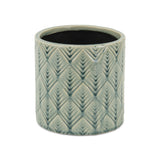 6" Green Geometric Ceramic Indoor Outdoor Round Pot Planter - Homeroots - Flyclothing LLC