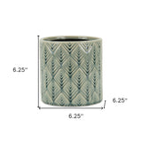 6" Green Geometric Ceramic Indoor Outdoor Round Pot Planter - Homeroots - Flyclothing LLC