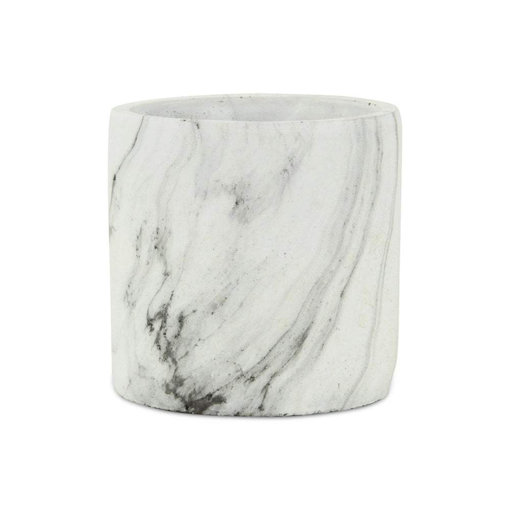 6" White and Gray Marbleized Ceramic Indoor Outdoor Round Pot Planter - Homeroots - Flyclothing LLC