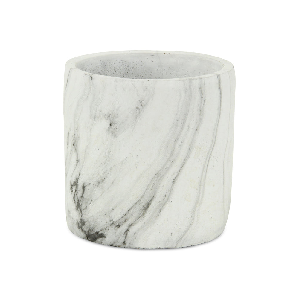 6" White and Gray Marbleized Ceramic Indoor Outdoor Round Pot Planter - Homeroots - Flyclothing LLC