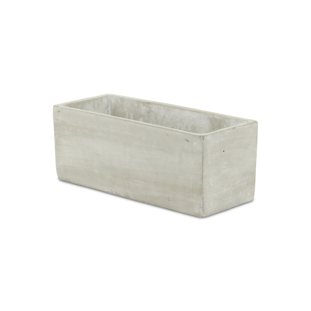 9" Light Gray Rustic Cement Indoor Outdoor Rectangular Pot Planter - Homeroots - Flyclothing LLC