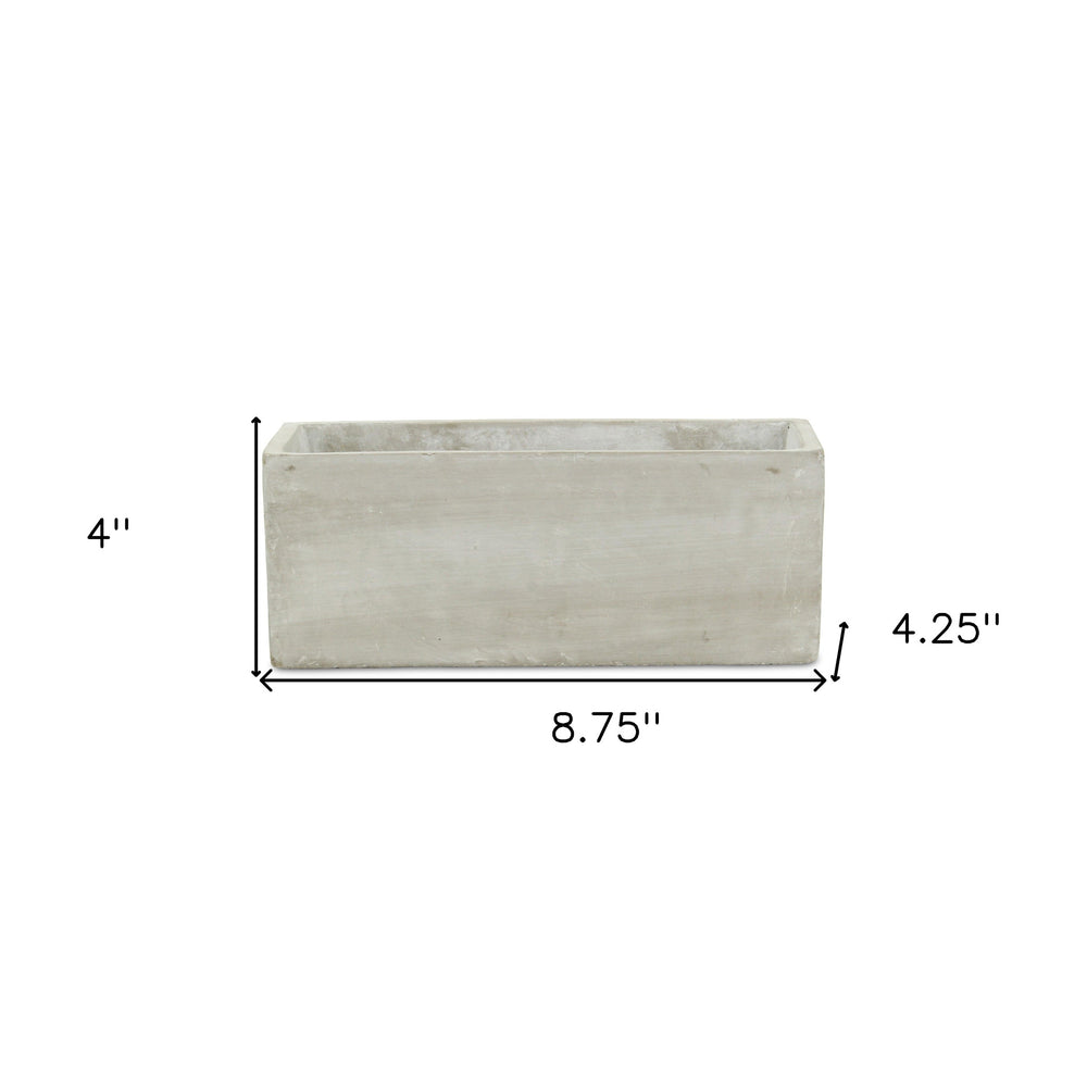 9" Light Gray Rustic Cement Indoor Outdoor Rectangular Pot Planter - Homeroots - Flyclothing LLC