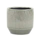 6" Gray Striped Ceramic Indoor Outdoor Round Pot Planter - Homeroots - Flyclothing LLC