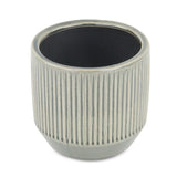 6" Gray Striped Ceramic Indoor Outdoor Round Pot Planter - Homeroots - Flyclothing LLC