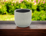 6" Gray Striped Ceramic Indoor Outdoor Round Pot Planter - Homeroots - Flyclothing LLC