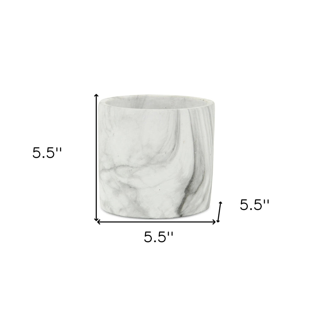 6" White and Gray Marbleized Ceramic Indoor Outdoor Round Pot Planter - Homeroots - Flyclothing LLC