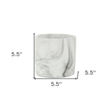 6" White and Gray Marbleized Ceramic Indoor Outdoor Round Pot Planter - Homeroots - Flyclothing LLC