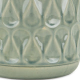 7" Green Geometric Imprint Ceramic Indoor Outdoor Round Pot Planter - Homeroots - Flyclothing LLC