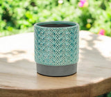 6" Turquoise Geometric Ceramic Indoor Outdoor Round Pot Planter - Homeroots - Flyclothing LLC