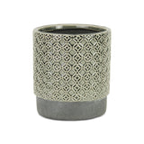 6" Gray Geometric Ceramic Indoor Outdoor Round Pot Planter - Homeroots - Flyclothing LLC