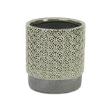 6" Gray Geometric Ceramic Indoor Outdoor Round Pot Planter - Homeroots - Flyclothing LLC