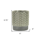 6" Gray Geometric Ceramic Indoor Outdoor Round Pot Planter - Homeroots - Flyclothing LLC