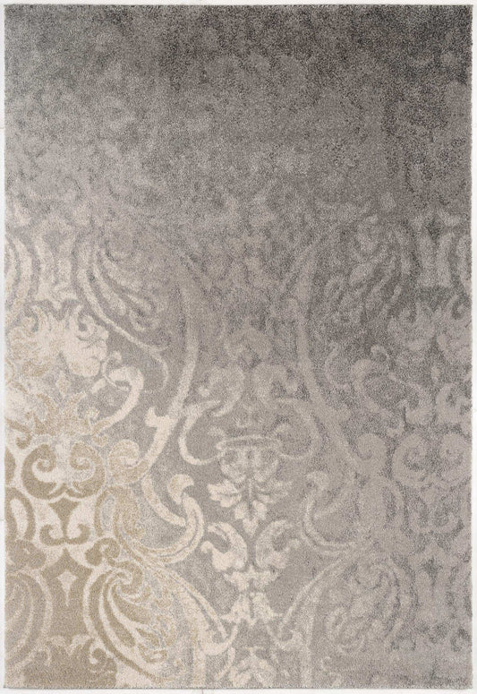 4' X 6' Grey Damask Power Loom Stain Resistant Area Rug - Homeroots - Flyclothing LLC