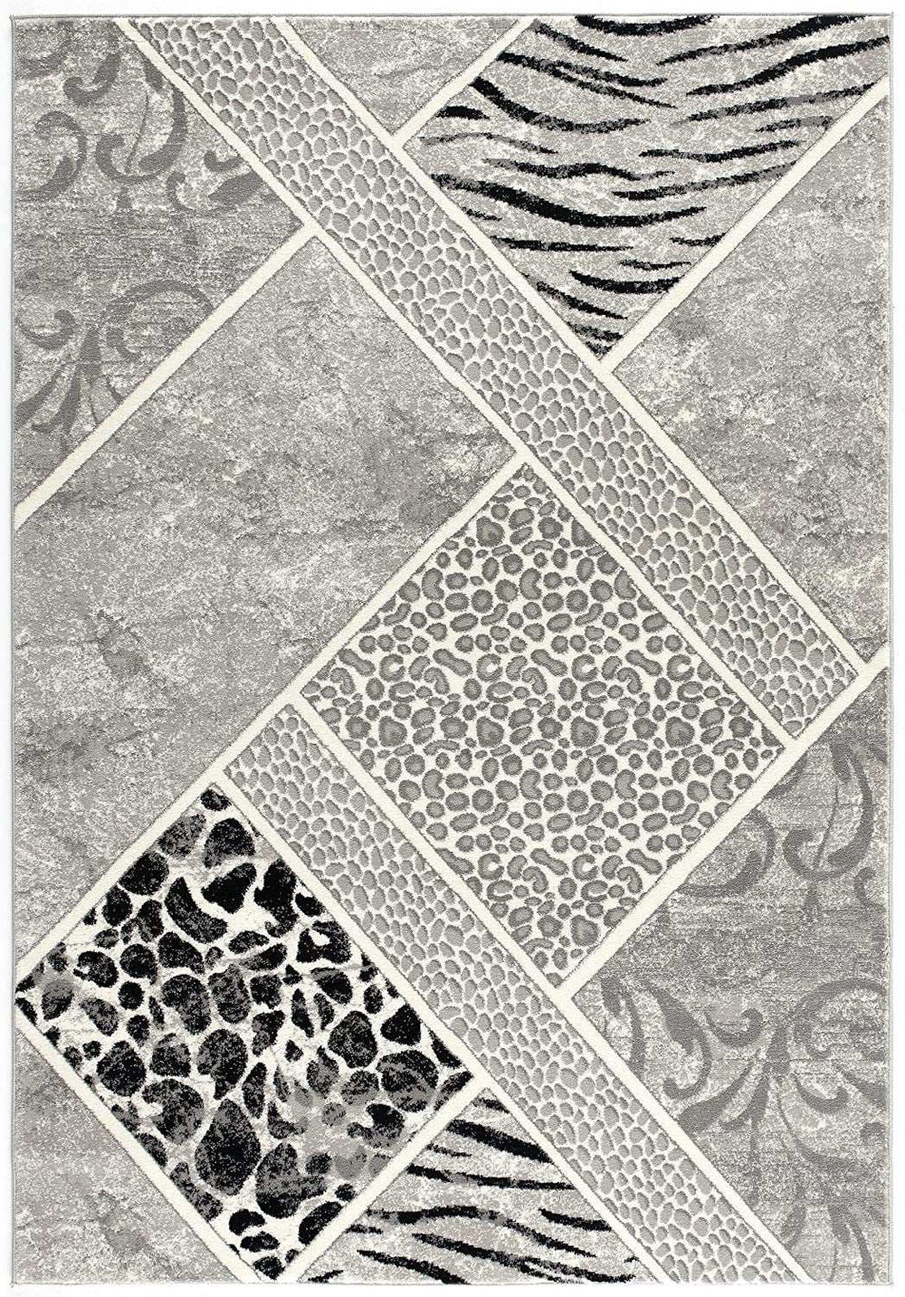 8' X 11' Grey Geometric Power Loom Stain Resistant Area Rug - Homeroots - Flyclothing LLC