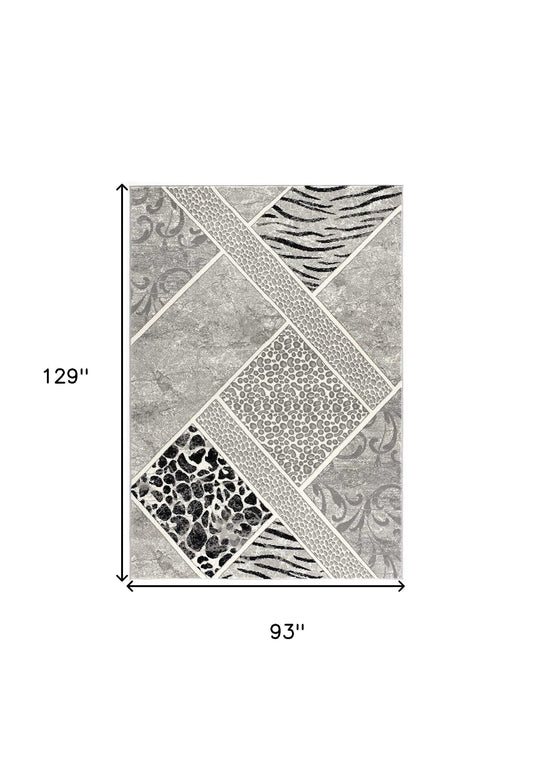 8' X 11' Grey Geometric Power Loom Stain Resistant Area Rug - Homeroots - Flyclothing LLC