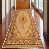15' Runner Beige and Ivory Oriental Power Loom Runner Rug - Homeroots - Flyclothing LLC