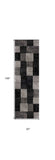 13' Gray and Black Geometric Power Loom Distressed Runner Rug - Homeroots - Flyclothing LLC