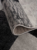 13' Gray and Black Geometric Power Loom Distressed Runner Rug - Homeroots - Flyclothing LLC