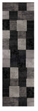 13' Gray and Black Geometric Power Loom Distressed Runner Rug - Homeroots - Flyclothing LLC