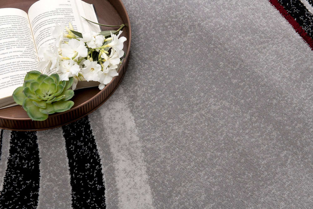 13' Gray and Black Abstract Power Loom Distressed Runner Rug - Homeroots - Flyclothing LLC