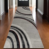 20' Gray and Black Abstract Power Loom Distressed Runner Rug - Homeroots - Flyclothing LLC