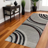 8' Gray and Black Abstract Power Loom Distressed Runner Rug - Homeroots - Flyclothing LLC