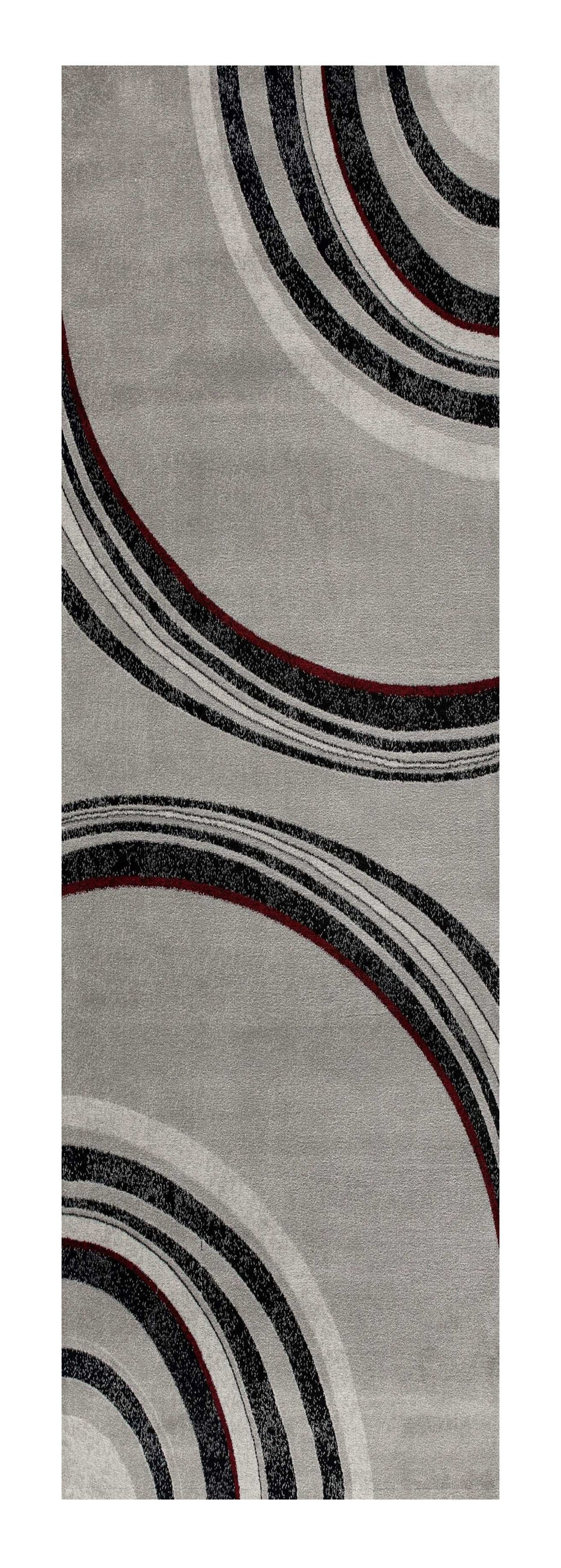 8' Gray and Black Abstract Power Loom Distressed Runner Rug - Homeroots - Flyclothing LLC