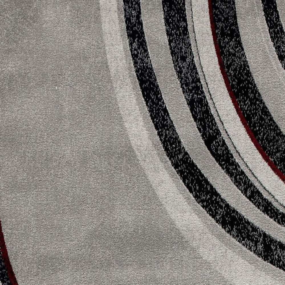 8' Gray and Black Abstract Power Loom Distressed Runner Rug - Homeroots - Flyclothing LLC