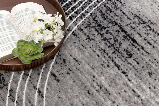 3' X 10' Grey Abstract Power Loom Stain Resistant Area Rug - Homeroots - Flyclothing LLC
