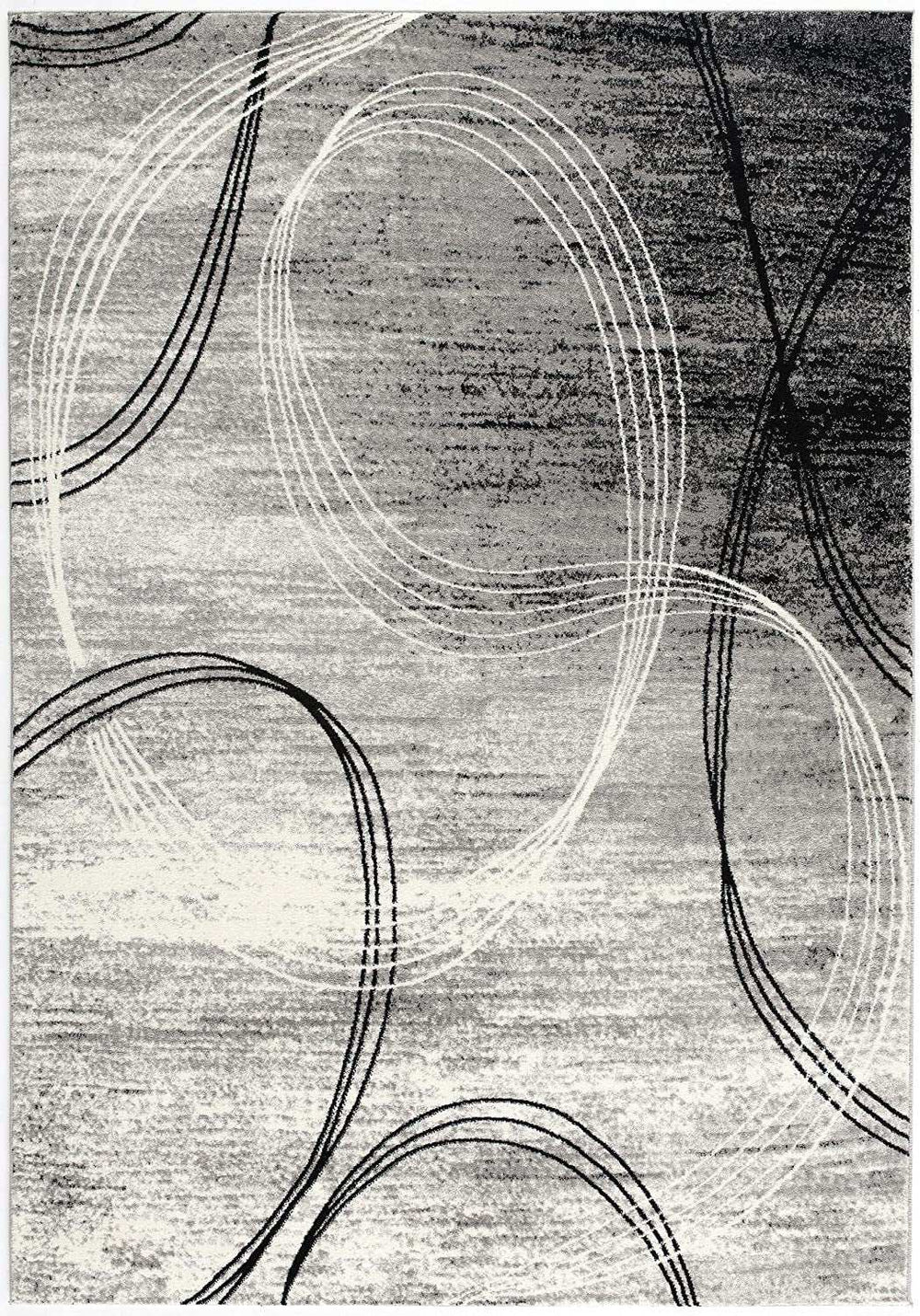 20' Gray and Ivory Abstract Shag Power Loom Runner Rug - Homeroots - Flyclothing LLC