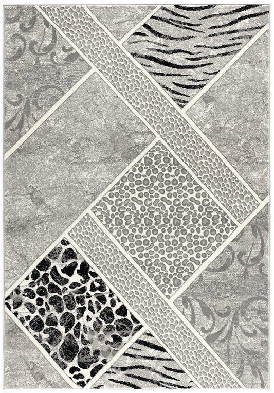 7' X 9' Grey Geometric Power Loom Stain Resistant Area Rug - Homeroots - Flyclothing LLC