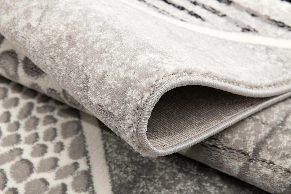 7' X 9' Grey Geometric Power Loom Stain Resistant Area Rug - Homeroots - Flyclothing LLC