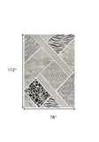 7' X 9' Grey Geometric Power Loom Stain Resistant Area Rug - Homeroots - Flyclothing LLC