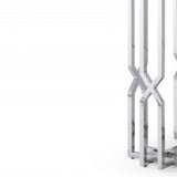 87" Clear And Silver Glass And Stainless Steel Pedestal Base Dining Table - Homeroots - Flyclothing LLC