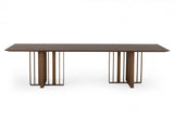 118" Brown And Brass Stainless Steel Double Pedestal Base Dining Table - Homeroots - Flyclothing LLC