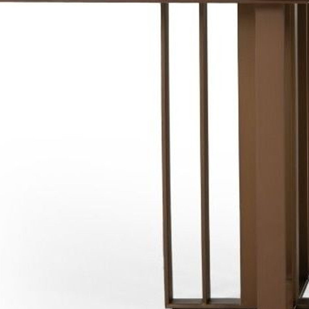 118" Brown And Brass Stainless Steel Double Pedestal Base Dining Table - Homeroots - Flyclothing LLC