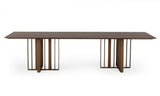 118" Brown And Brass Stainless Steel Double Pedestal Base Dining Table - Homeroots - Flyclothing LLC