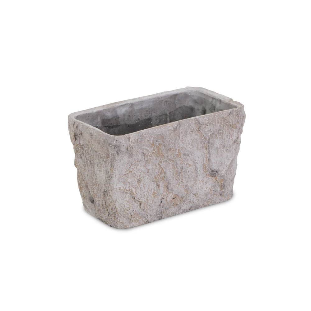 9" Gray Speckle Glaze Cement Indoor Outdoor Rectangular Pot Planter - Homeroots - Flyclothing LLC