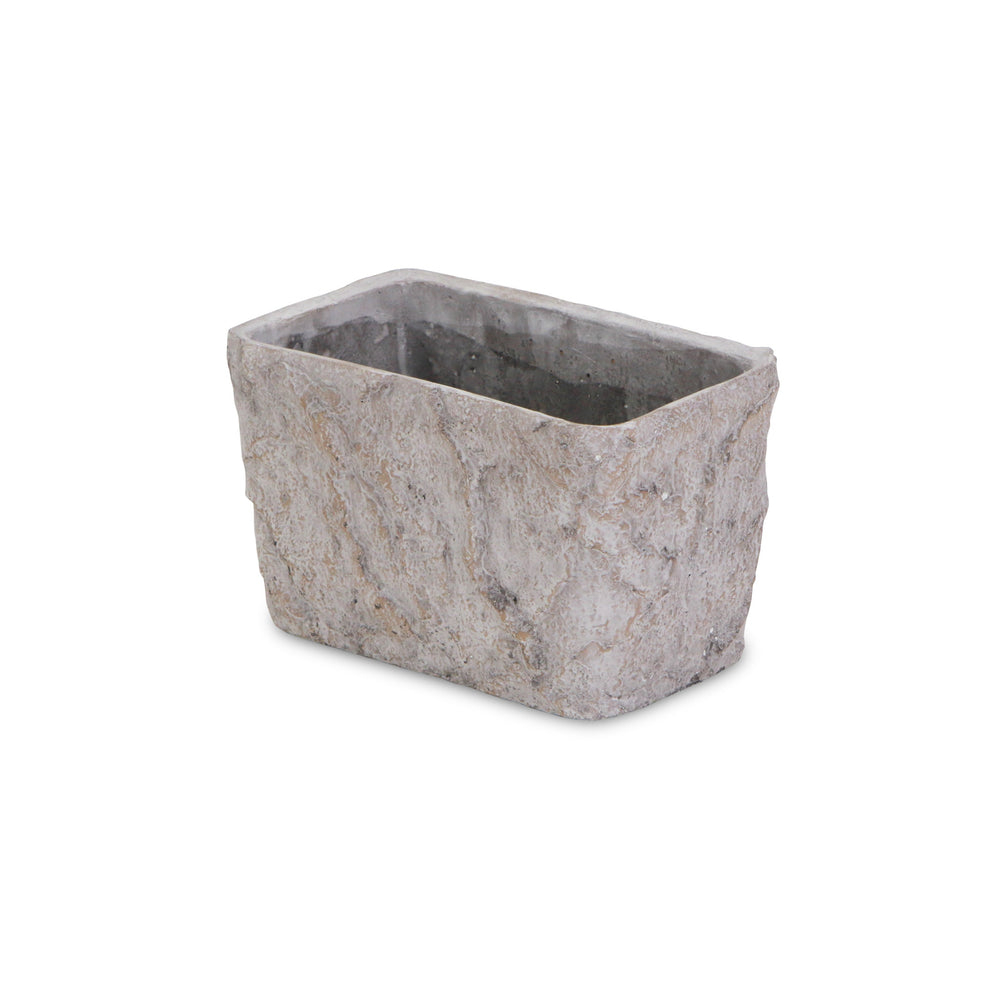 9" Gray Speckle Glaze Cement Indoor Outdoor Rectangular Pot Planter - Homeroots - Flyclothing LLC