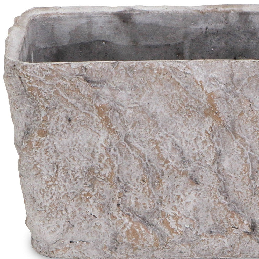 9" Gray Speckle Glaze Cement Indoor Outdoor Rectangular Pot Planter - Homeroots - Flyclothing LLC
