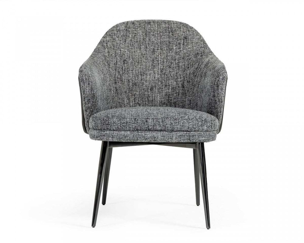 Gray And Black Upholstered Fabric and Faux Leather Wing Back Dining Arm Chair - Homeroots - Flyclothing LLC