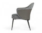 Gray And Black Upholstered Fabric and Faux Leather Wing Back Dining Arm Chair - Homeroots - Flyclothing LLC