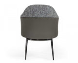 Gray And Black Upholstered Fabric and Faux Leather Wing Back Dining Arm Chair - Homeroots - Flyclothing LLC