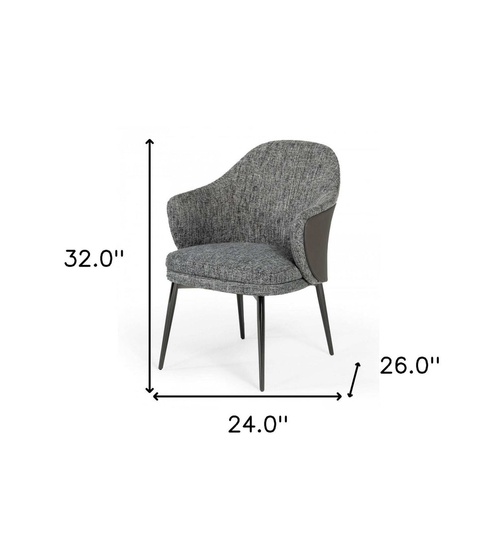 Gray And Black Upholstered Fabric and Faux Leather Wing Back Dining Arm Chair - Homeroots - Flyclothing LLC