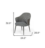 Gray And Black Upholstered Fabric and Faux Leather Wing Back Dining Arm Chair - Homeroots - Flyclothing LLC