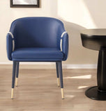 Blue and Beige And Black Upholstered Faux Leather Dining Arm Chair - Homeroots - Flyclothing LLC