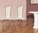 Set of Two Tufted Beige And Rose Gold Upholstered Velvet Dining Side Chairs - Homeroots - Flyclothing LLC