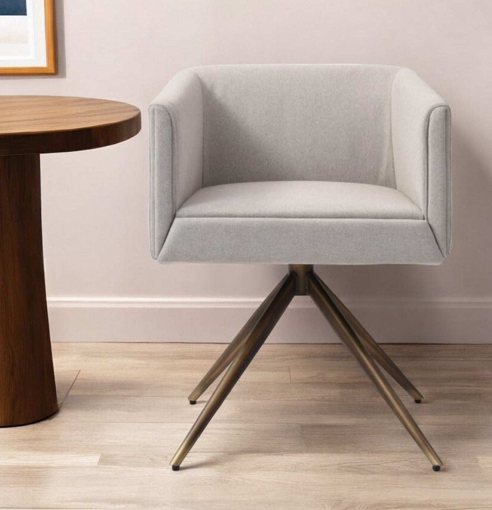 Light Gray And Brass Upholstered Fabric Dining Arm Chair - Homeroots - Flyclothing LLC